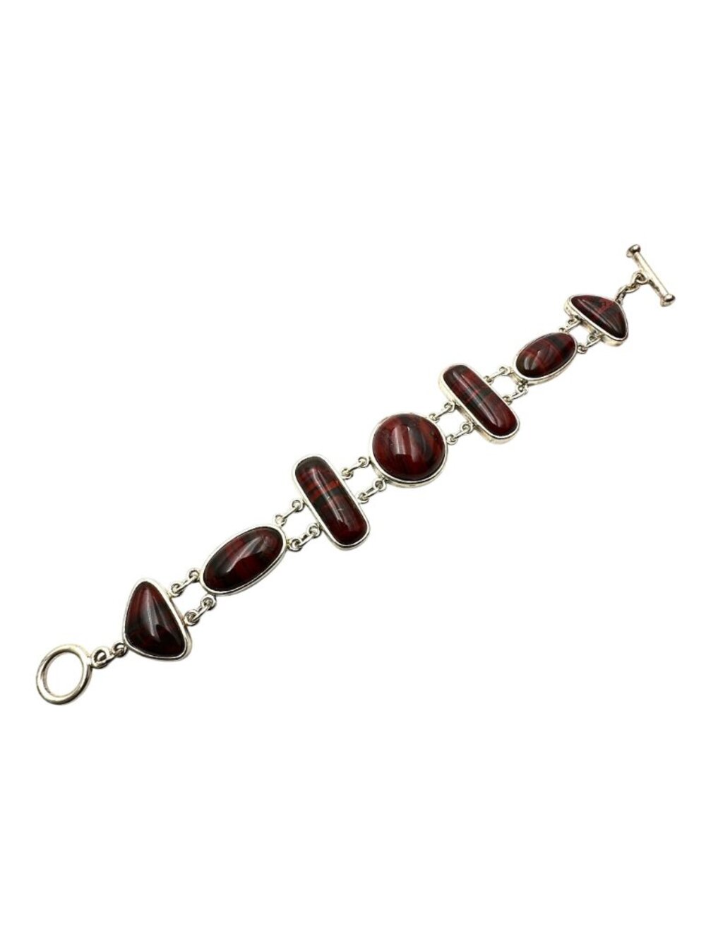 Whitney Kelly Sterling Silver Red Jasper Toggle  Bracelet 35 Grams 7.5 Inch - Picture 7 of 8